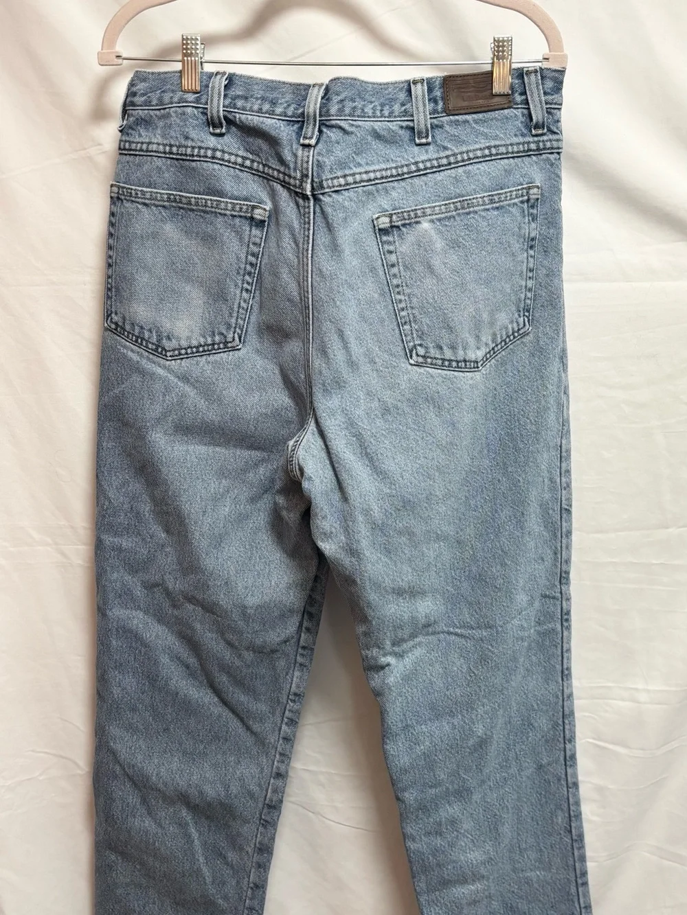 L.L. Bean Light Blue plaid flannel lined Straight Jeans